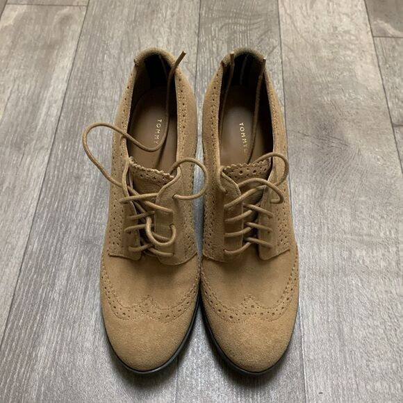 Tommy Hilfiger Chunky Heeled Casual‎ Wingtip Oxford Suede Lace Up Boots Shoes - Picture 2 of 10